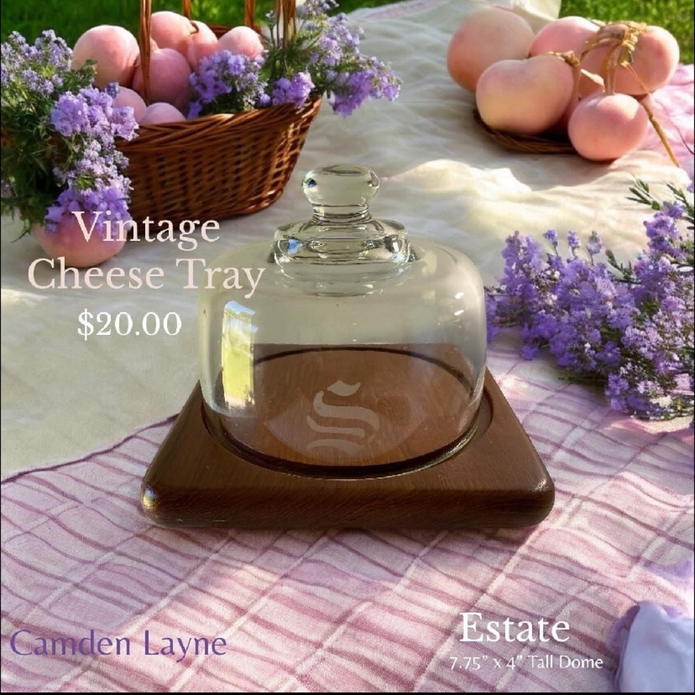 Camden Layne Glass Cheese Dome with Wooden Base
